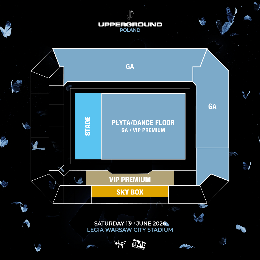 Mapa stadionu Upperground Poland – płyta, GA, VIP Premium, Sky Box